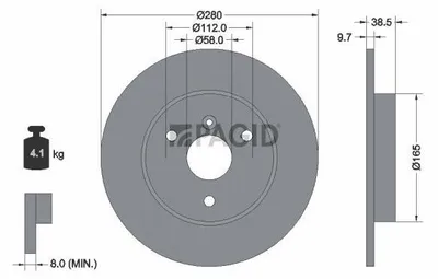 Produktbild von PAGID Bremsscheibe Vorne für SMART FORTWO Coupe (451) 280mm 54555NC