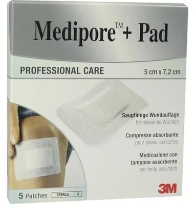 Image de 3M™ Medipore™ + Pad,paquet pratique, taille du pansement : 5 cm x 7,2 cm | Paquet (5 pièces)