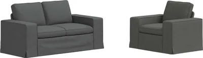 Produktbild von vidaXL Sofa Set 2 pcs Dunkelgrau 162 x 80 x 82 cm Stoff