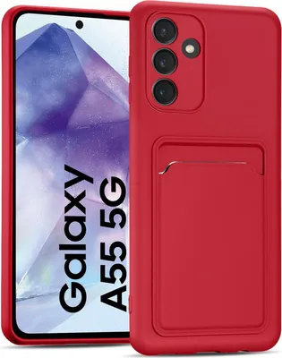 Produktbild von Conie Schutzhülle für Samsung Galaxy A55 5G mit Kartenfach Tasche Case Cover Bumper Silikon Hülle in Rot