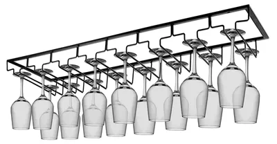 Wijnglazenrek unter Schrank, 8 Reihen, Metall, Schwarz