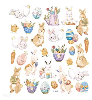 Produktbild von DPCraft AUFKLEBER Nachbildung Stickers Scrapbooking 28 Stück Hasen und Ostereier