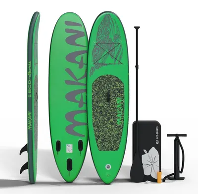 Produktbild von Stand Up Paddle Board MAKANI Grün Allround SUP Komplettset 320 cm Drop-Stitch-Kern bis 120 kg 3 Finnen Tragetasche Anfänger Fortgeschrittene aufblasbar