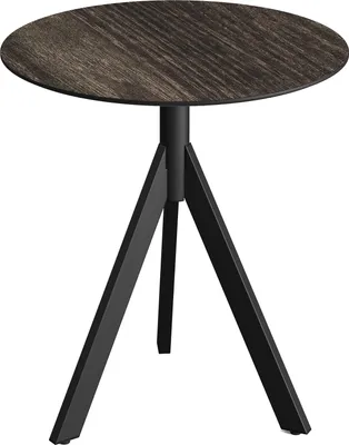 Produktbild von Infinity Tripod Terrassentisch Schwarz frame + Riverwashed Wood HPL Ø70 cm