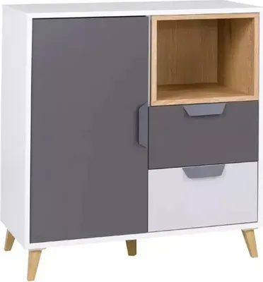 Produktbild von Kommode Reko 9 Weiss/Graphit/Grau