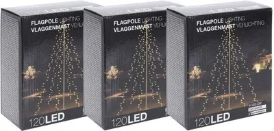 Zdjęcie produktu dla Oświetlenie świąteczne – maszt flagowy – 3 sztuki – 120 diod LED – wysokość: 200 cm – ciepła biel