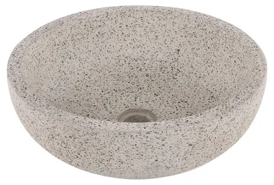 Produktbild von Differnz Waschschale Terrazzo - Rundes Handwaschbecken für das Badezimmer - Durchmesser 40 cm - Höhe 15 cm - Farbe Schwarz/Weiß - Ohne Überlauf - Modernes Design - Als Waschtisch geeignet