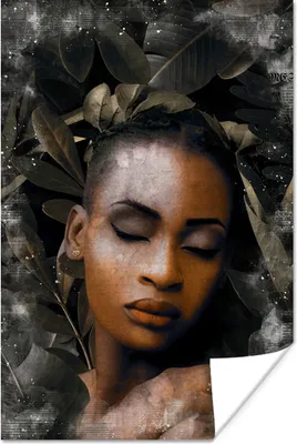 Produktbild von MuchoWow® Poster Frau - Laub - Zeitung 120x180 cm - Kunstposter