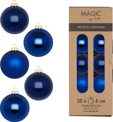 Weihnachtskugeln Glas 6cm 20 Stück - Royal Blue