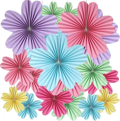 Produktbild von Papierblumen Fächer Dekorationsset, 18 Stück, hängende Dekoration für Party, für Feier