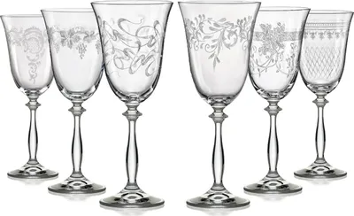 Produktbild von Weißweingläser, Weinglas, Royal, verschiedenen Eingravierungen, 250 ml, 6er Set Kristallglas Bohemia