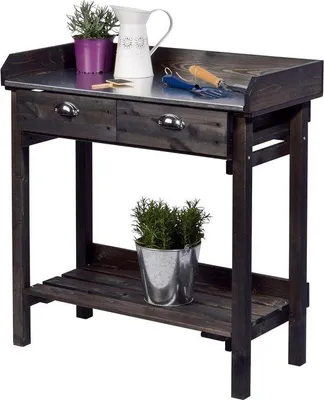 Produktbild von Gartenbank mit 2 Sitzplätzen - multifunktional - 1 Stück - schwarz - massivem Eichenholz - 79 x 39 x 90 cm