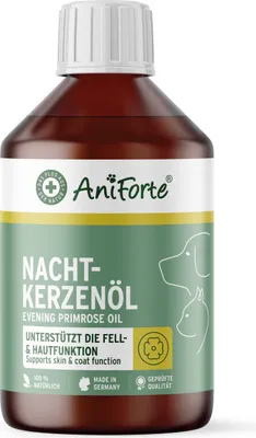 Produktbild von AniForte Nachtkerzenöl für Hunde & Katzen 250 ml - 100% natürlich, essentielles Omega-6 & Omega-9 für glänzendes Fell & vitale Haut