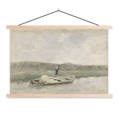 Produktbild von MuchoWow® Textilposter Sandkahn - Gemälde von Anton Mauve 120x80 cm mit holzfarbenen Rahmen - Aufhängeset