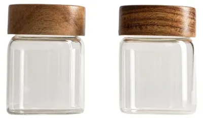 Zdjęcie produktu dla HOMLA Zestaw pojemników WOODLY z akacjowym wieczkiem 2 szt. 150 ml