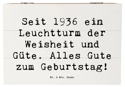 Produktbild von Mr. & Mrs. Panda Geschenkbox Spruch 1936 Geburtstag 22 x 15 cm - Weiß - Geschenk, Glückwunsch, Alles Gute zum, schatztruhe, geschenkkiste, Jahrgang, Geburt, Box, Alter