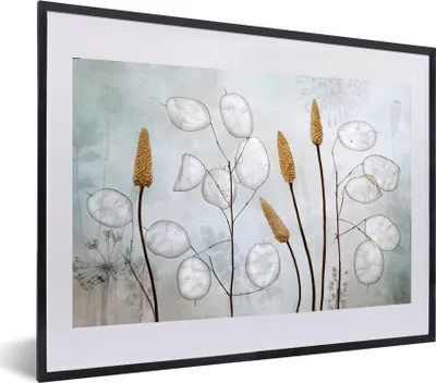 Produktbild von MuchoWow® Gerahmtes Poster Stilleben - Trockenblumen - Natur 60x40 cm - Poster mit Schwarzem Bilderrahmen Wandposter Rahmen Foto Bilder - Schlafzimmer - Plakat in Rahmen - Drucken