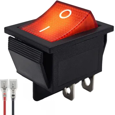 Produktbild von ProRide Wippschalter KCD4-202 mit Anschlusskabel 2-polig 250V/16A Rot
