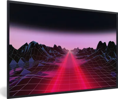 Produktbild von MuchoWow® Gerahmtes Poster Spiele - Futuristisch - Neon 90x60 cm - Poster mit Schwarzem Bilderrahmen Wandposter Rahmen Foto Bilder - Fotorahmen - Foto-Plakat