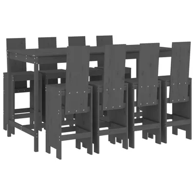 Produktbild von 9-tlg. Gartenbar-Set Grau Massivholz Kiefer
