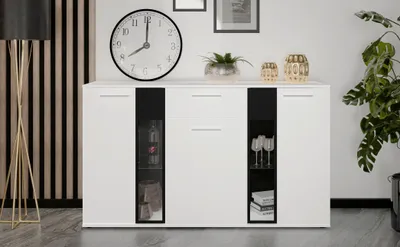 Produktbild von AX LIVING Formilo Sideboard Kommode weiß matt mit Schublade 140,4cm