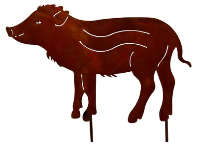 Produktbild von Edelrost Gartenstecker Wildschwein Frischling für die Gartendekoration
