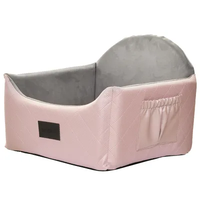 Obrázek produktu pro Sedátko do auta pro psy 2v1 48x48 cm ZULA Pink | Sedátko a pelíšek pro malé a střední psy | Syntetická kůže, omyvatelné, protiskluzové provedení