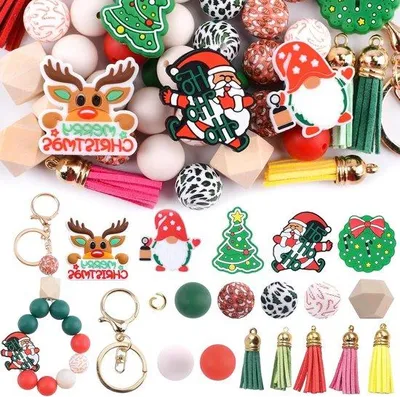 Produktbild von Weihnachts-Silikonperlen-Set 65 Stück für Schmuck