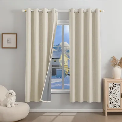 Productafbeelding van 100% Verduisteringsgordijnen, Lichtbeige, Set van 2