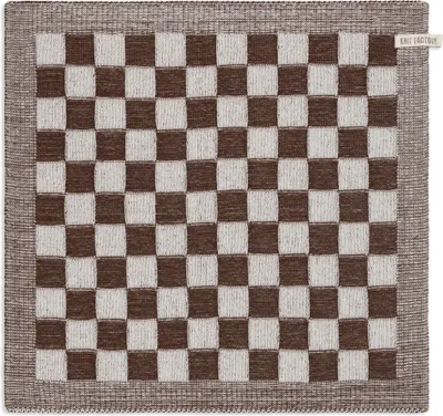 Produktbild von Knit Factory Küchentuch Block - Ecru/Chocolate - 50x50 cm