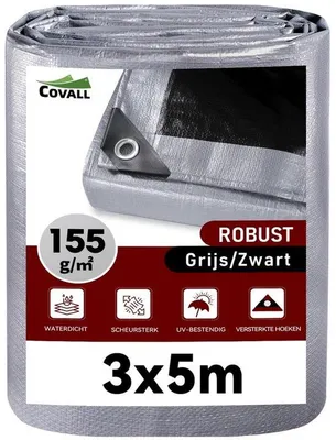 Productafbeelding van Waterdichte Zeildoek 155 g/m² - UV-bestendig en Scheurvrij - 3x5 m