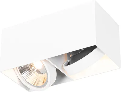 Produktbild von QAZQA - Design Spot I Spotlight I Deckenspot I Deckenstrahler I Strahler I Lampe I Leuchte weiß rechteckig AR111 2-flammig-flammig - Box I Wohnzimmer I Schlafzimmer - Aluminium Rechteckig - LED geeign
