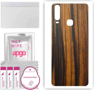 Produktbild von apgo Rückseite Schutzfolie, Skin, kompatibel mit vivo Y12, Hinten Displayschutzfolie aus Vinylfolie, kratzfest, einfache Montage - Tigerwood