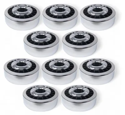 Produktbild von 10x Silber, Starlet24® Windaschenbecher Gluttöter rund flach - stabiler Metall-Kunststoff-Aschenbecher für draußen & drinnen, spülmaschinenfest