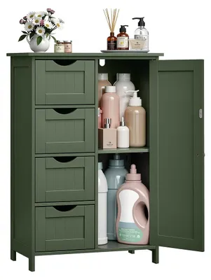 Obrázek produktu pro Skříňka do koupelny z MDF, zelená, rozměry 30x55x82 cm - úložná skříňka, robustní a úsporná