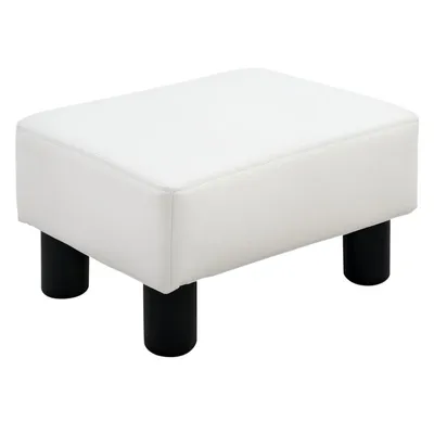 Produktbild von Sofahocker – kleiner Hocker – niedriger Hocker – Stuhlhocker – Kunstlederbezug – geeignet für Wohnzimmer und Flur – 40 x 30 x 24 cm – weiß