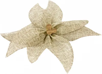 Produktbild von Weihnachtsstern-Schleife aus Leinen und Holz braun 15 cm - Einheitsgröße