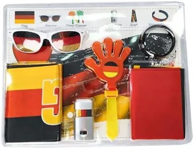 Produktbild von Generisch Deutschland Fan Set mit Fahne, Brille & Klatschhand, WM 2026 Fanartikel für Public Viewing & Stadion, Fußball Party Zubehör für Erwachsene & Kinder