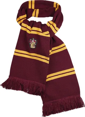 A Harry Potter Gryffindor scarf with fringe.