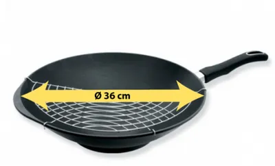 Produktbild von Gastrolux Biotan WOK Wokpfanne, 36 cm max. Durchmesser, Gusseisen/Gussaluminium, Induktionsherd-geeignet, Antihaftbeschichtung