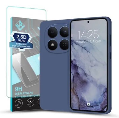 Produktbild von Hülle für Xiaomi Redmi Note 15 Pro 5G mit 9H Displayglas Displayschutz Case Cover Bumper Smartphone Softgrip Schutzhülle Farbe: Lavendelblau
