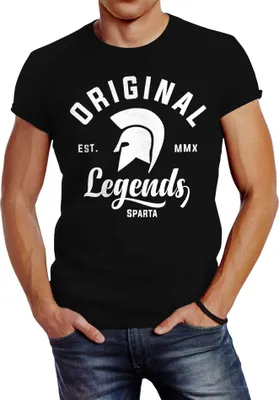 Produktbild von Gladiator Sparta Fighter Original Legends Streetwear Herren T-Shirt Slim Fit Neverless® schwarz XS