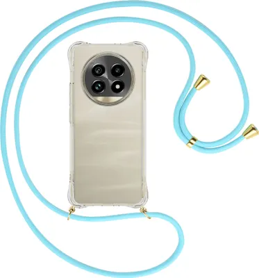 Produktbild von Handykette Backcover-Schutzhülle mit Band (Metall goldfarben) für Realme 13 Pro 5G - himmelblau