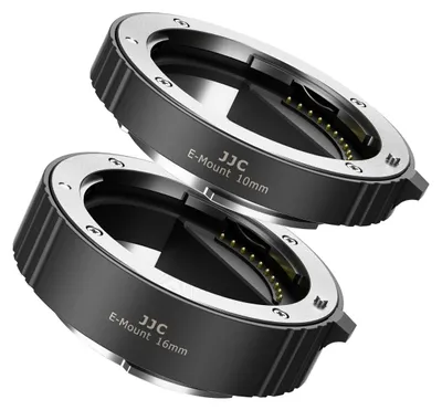 Produktbild von JJC Autofokus AF Makro Zwischenringe Set 10MM 16MM für Sony E Mount DSLR Kameras Objektiv, Zwischenringsatz Macro Extension Tube