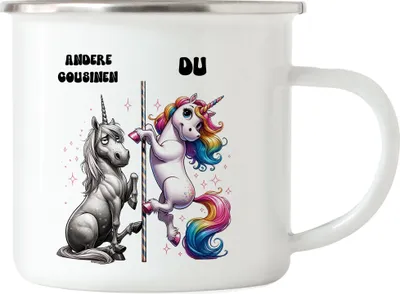 Produktbild von Andere Cousinen Du Einhorn Emaille Tasse Cousine Tante Onkel Geschwister