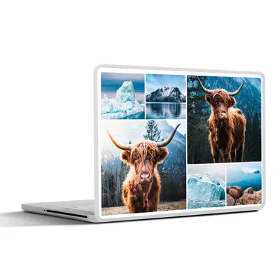 Produktbild von MuchoWow® Laptop Aufkleber Sticker Cover Schottischer Highlander - Collage - Winter 30x22 cm - Laptop-Sticker