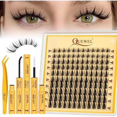 Produktbild von DIY Wimpern-Extensions Set 120 Stück 10-18mm mit Kleber und Pinzette