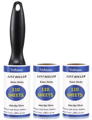 Imagen del producto de Rodillo adhesivo extra potente, con 330 hojas, 2 rollos de repuesto, ideal para eliminar pelos de animales y polvo