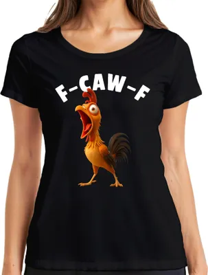 Produktbild von F-CAW-F lustiges Huhn Cartoon Hahn Bauernhof Geschenk Humor witz Damen T-Shirt, Schwarz, L