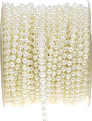 Produktbild von Perlenband Crème 4mm 20m für Hochzeit Deko und Basteln